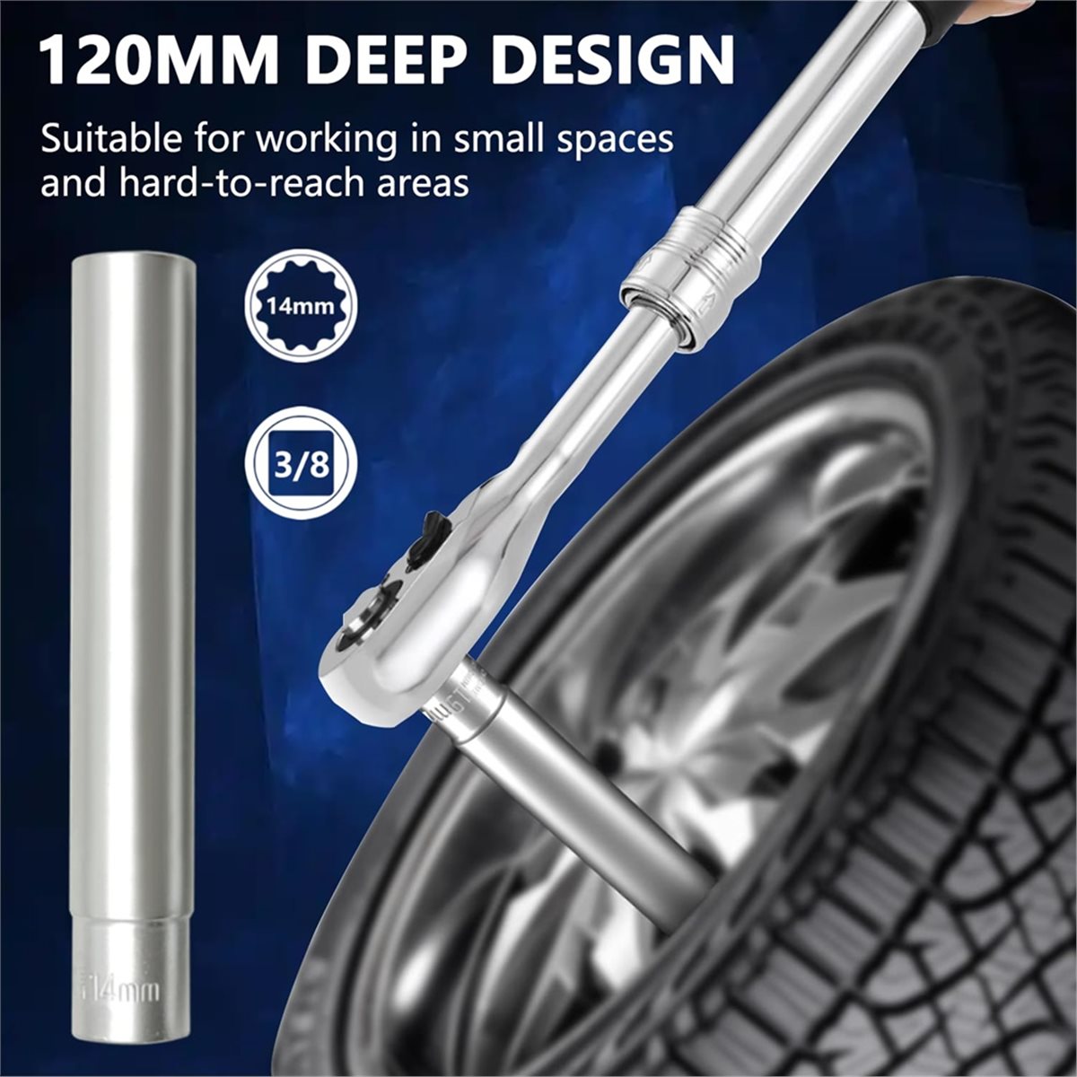 Impact Socket Thin Wall Deep Metric Set - A74U 5PCS Deep Metric Socket Set,