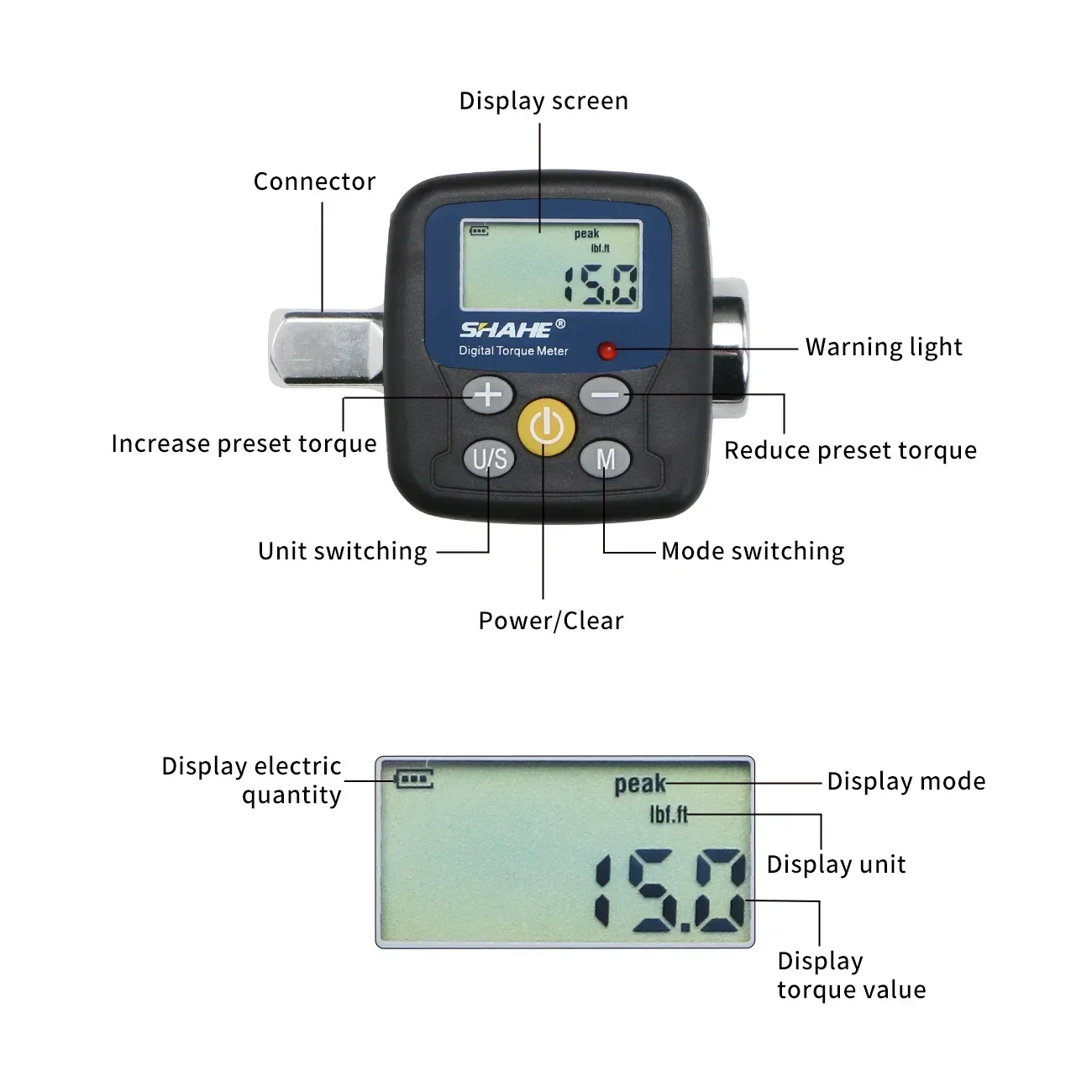 Shahe Digital Torque Wrench Ad - Electronic Torque Adapter 3/8 1/2 Digital review and price