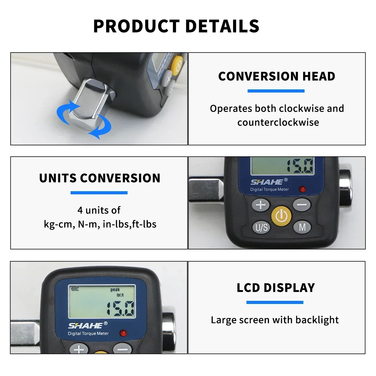 Shahe Digital Torque Wrench Ad - Electronic Torque Adapter 3/8 1/2 Digital review and price