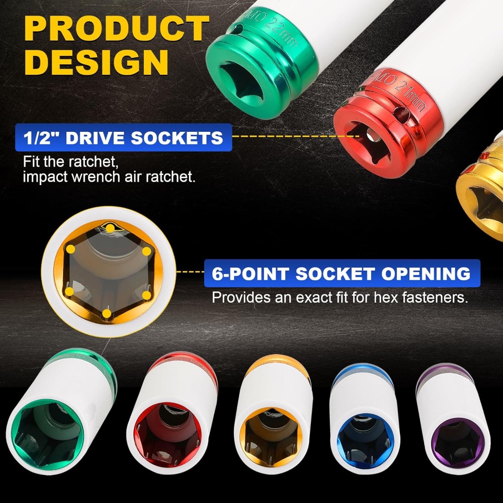 Lug Nut Impact Socket Kit 1/2  - Impact Socket Thin Wall Deep Metric Set review and price